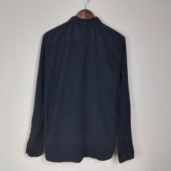 French Connection Mens Black Corduroy Cotton Button Up Shirt Size M Long Sleeve - Picture 6 of 13